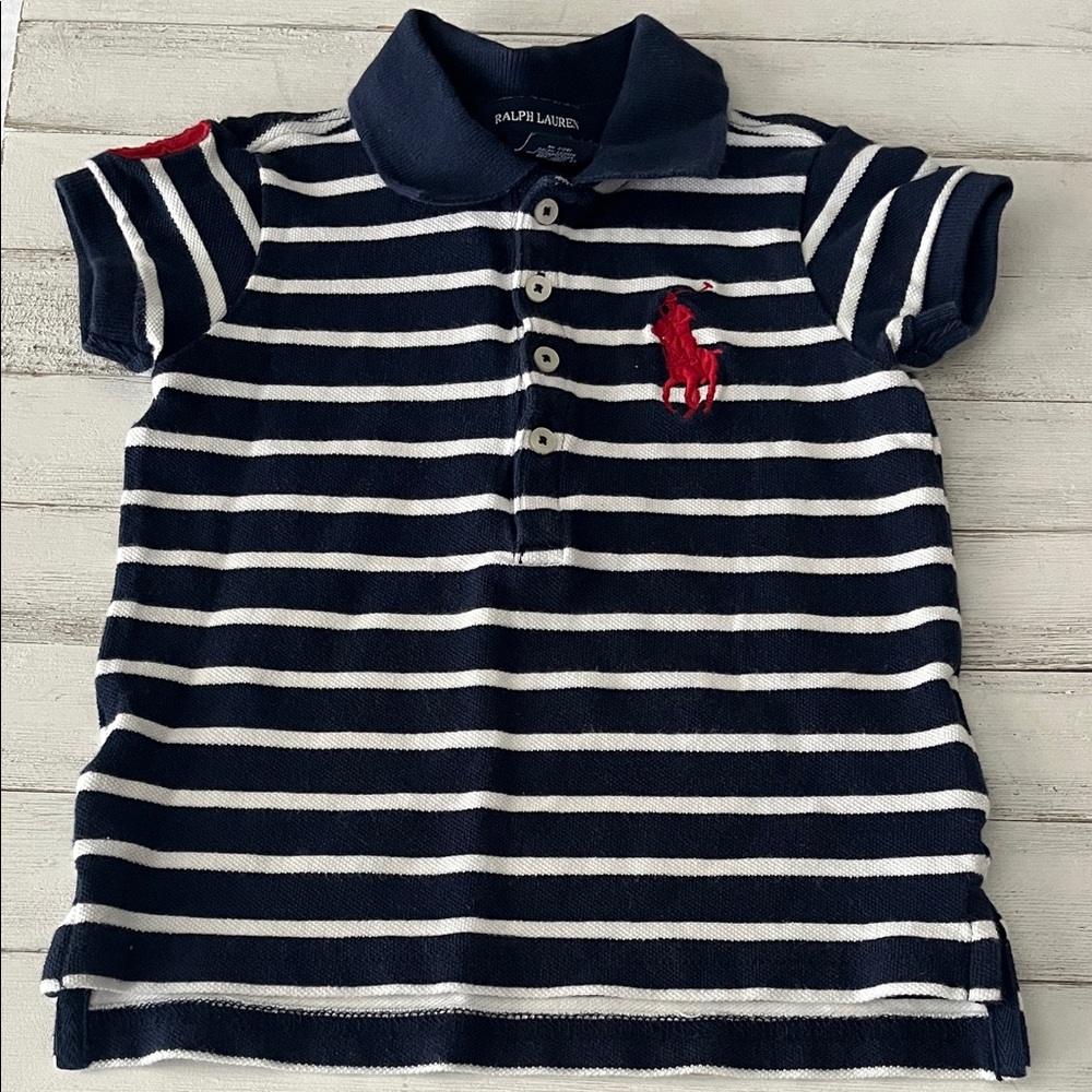 Ralph Lauren Kids Polo Shirt in Navy and White Stripes
